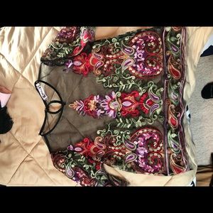 Patterned mesh crop top